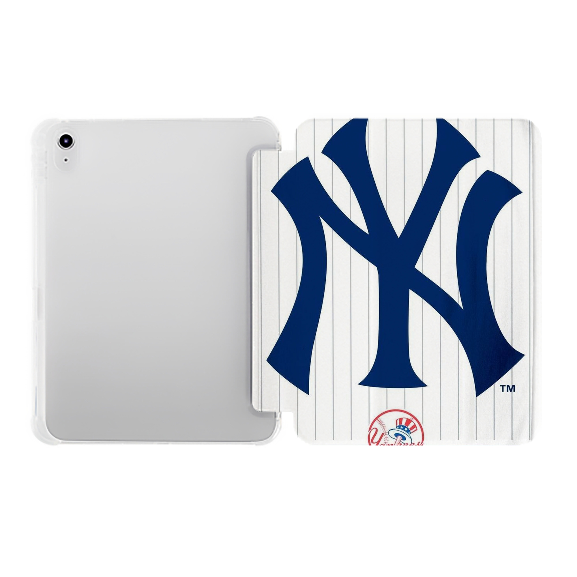 New York Yankees 130 Premium Tri-Fold PU Leather & Silicone IPad Case With Pencil Slot – Fits 9.5,10.5,10.9 – Adjustable Stand, Slim, Protective